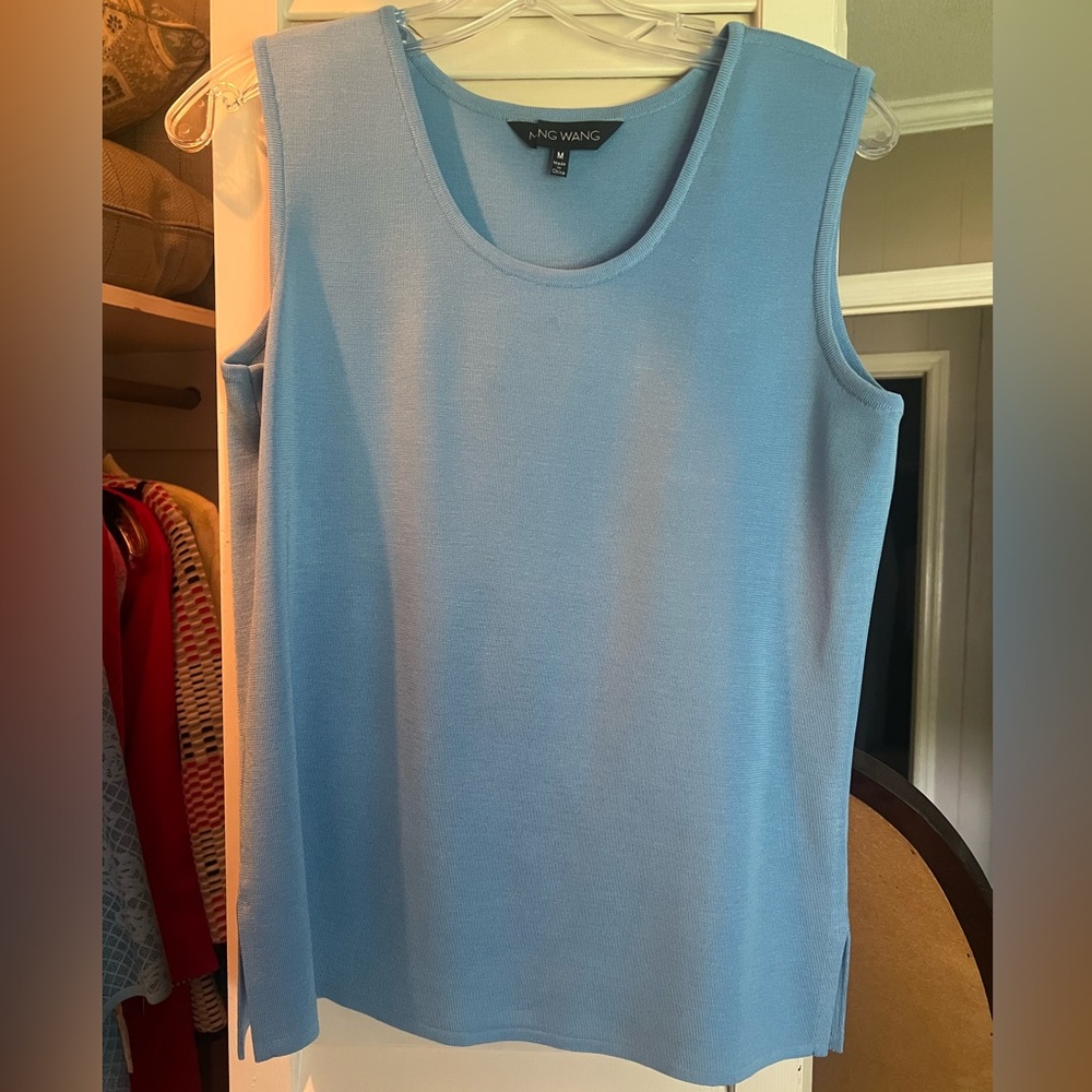 Ming Wang Top Medium Light Blue Euc - image 1